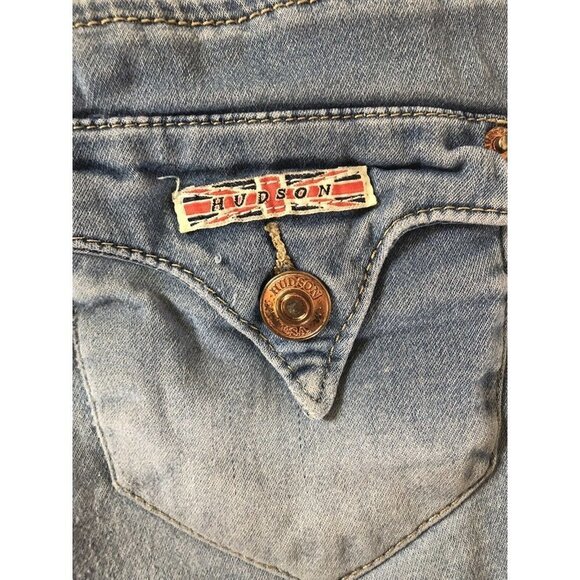 Hudson Girls Designer Blue Jean Shorts Cuffed Stretch Size 7 Casual - Adjustable - Picture 8 of 9